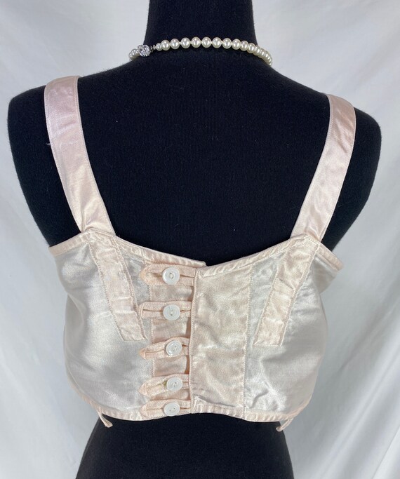 Vtg Circular Bullet Bra Pink Satin Longline Pinup… - image 4