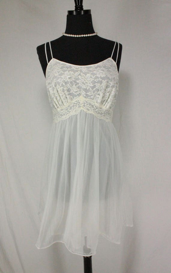 Vintage Vanity Fair Nightgown Nightie White Chiff… - image 2