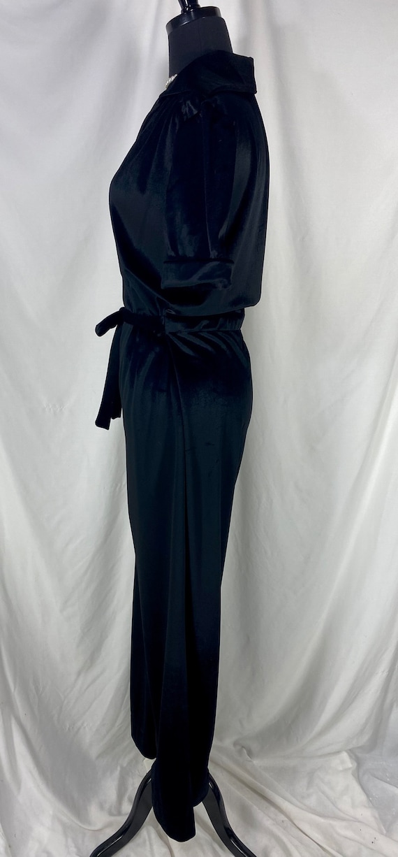 Vintage Black Velour Loungewear Romper Pantsuit J… - image 5