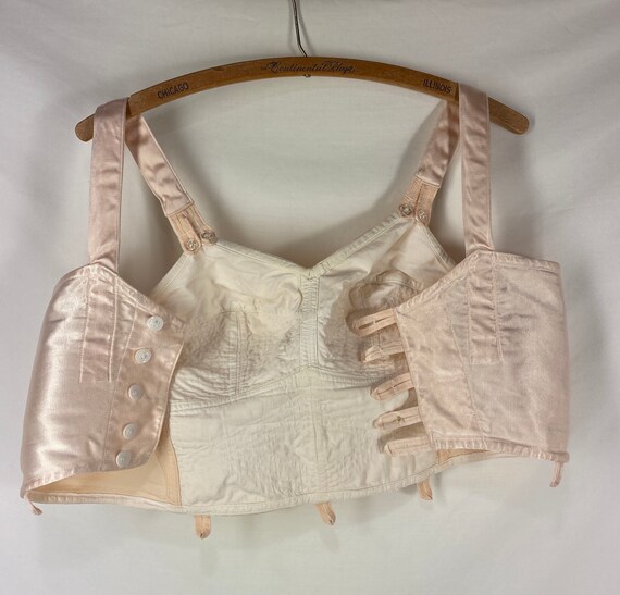 Vtg Circular Bullet Bra Pink Satin Longline Pinup… - image 8