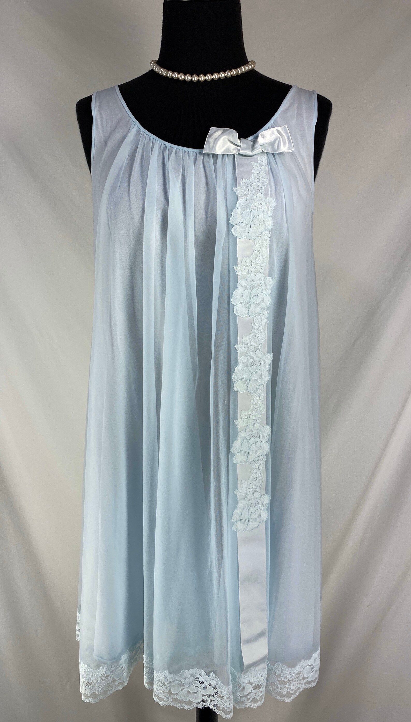 Vintage Shadowline Nightgown Nightie Pale Blue Chiffon and - Etsy