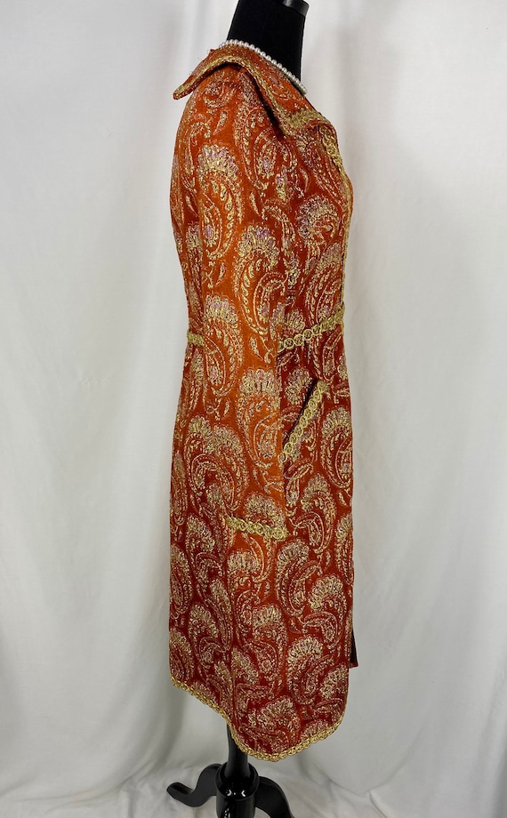 Luis Estevez Metallic Brocade Orange and Gold Eve… - image 6