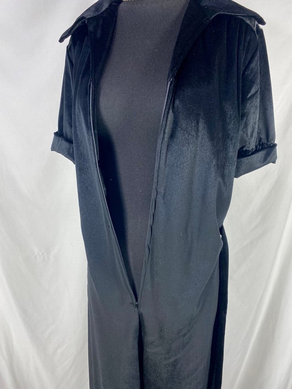 Vintage Black Velour Loungewear Romper Pantsuit J… - image 6