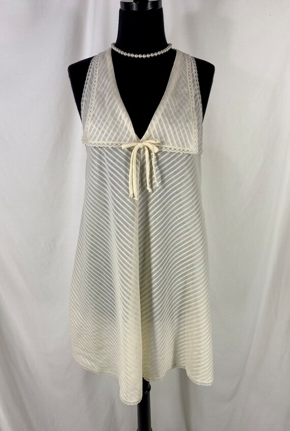 Vintage Pale Yellow Striped Nighty Nightgown Ralp… - image 3