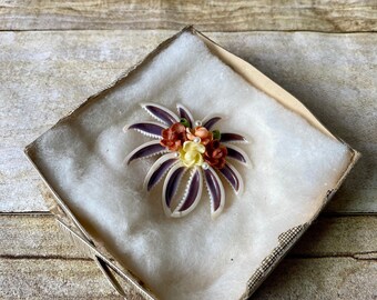 Vintage Brooch Floral Pin made from Shells