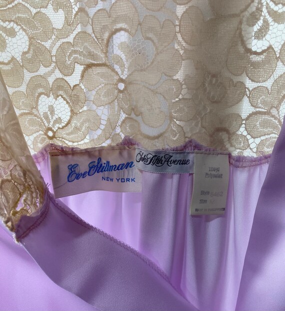 Vintage Nightgown Peignoir Set Purple and Ecru La… - image 10