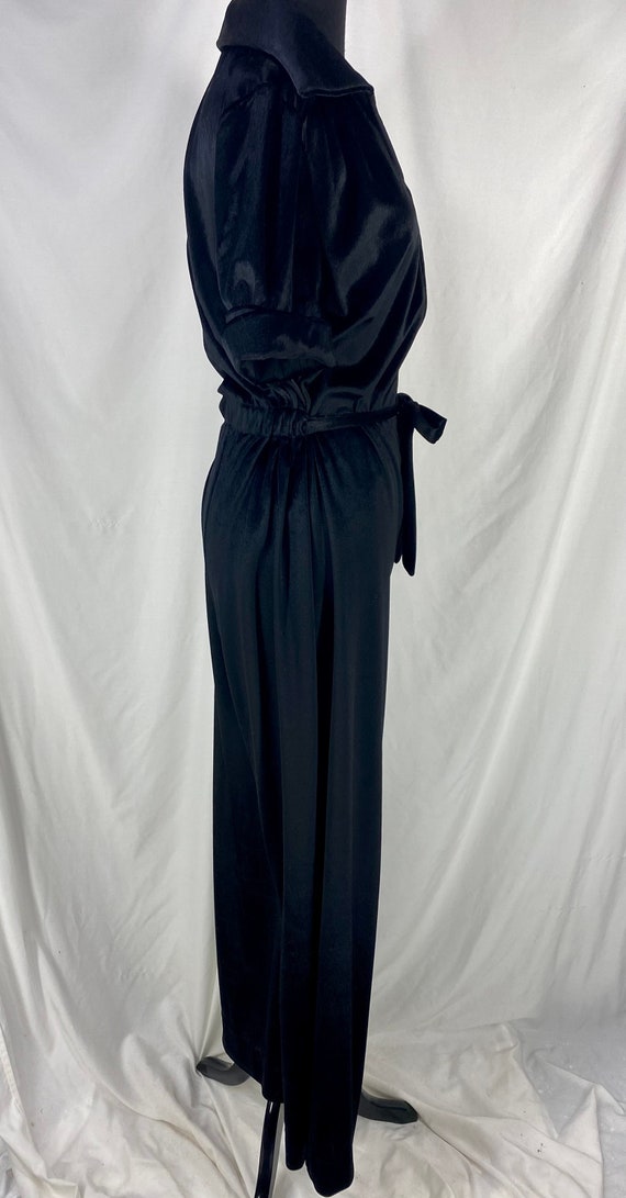 Vintage Black Velour Loungewear Romper Pantsuit J… - image 3
