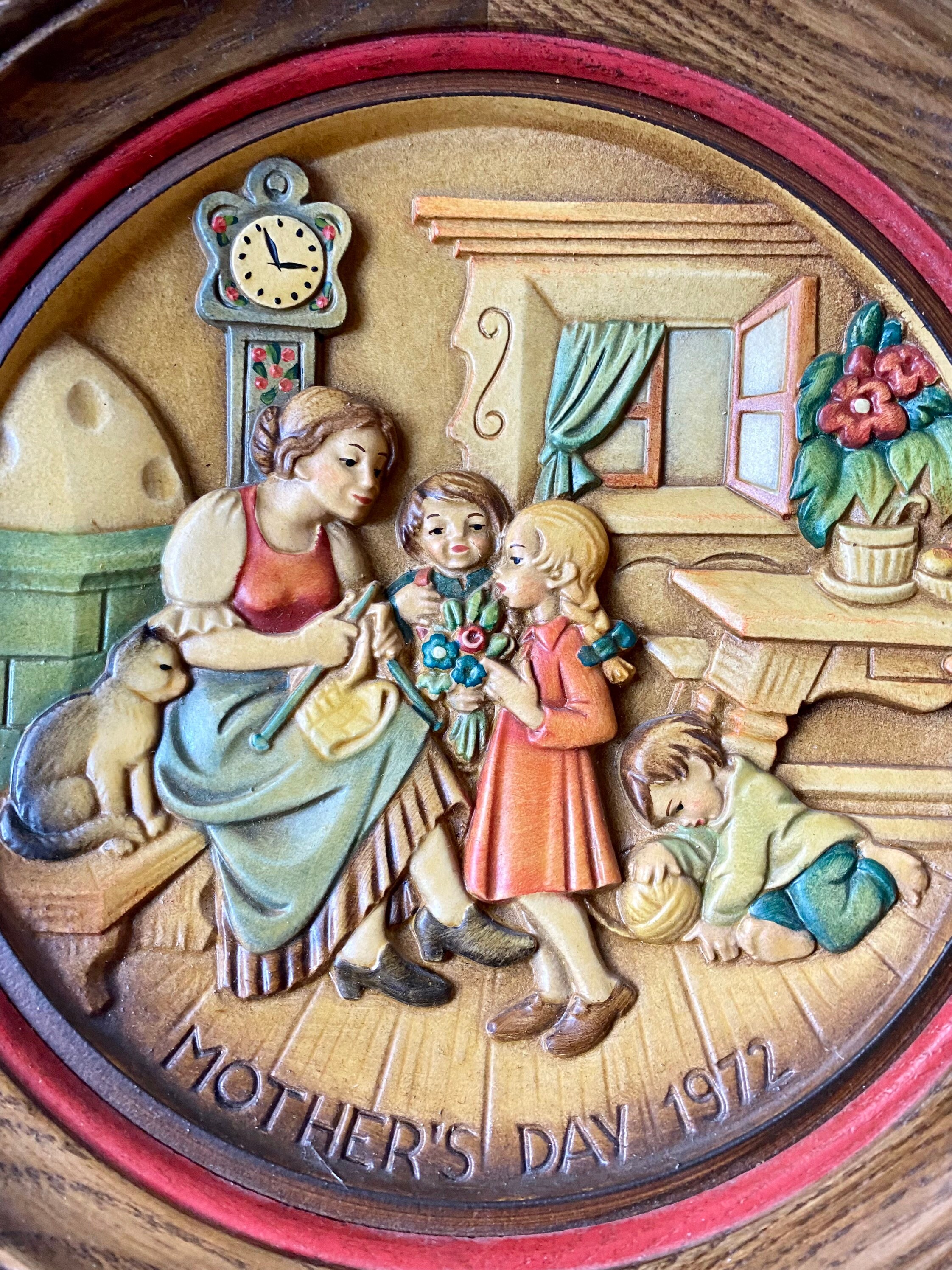 Vintage Anri Mother's Day 1972 Carved Wooden Wall Plaque - Etsy