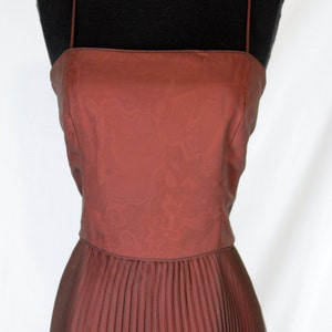 Vintage Dress Chiffon Burgundy Crystal Pleated Skirt