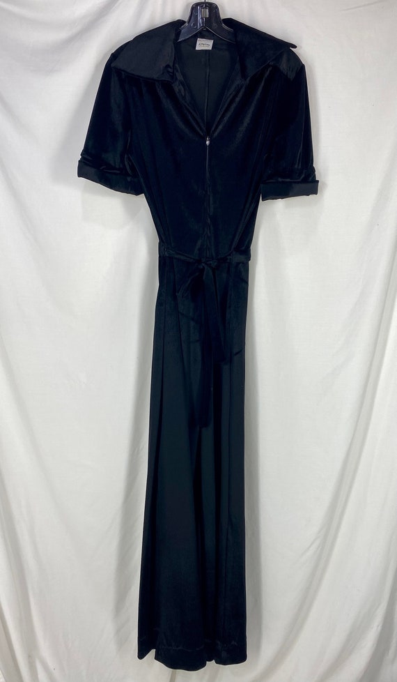 Vintage Black Velour Loungewear Romper Pantsuit J… - image 7