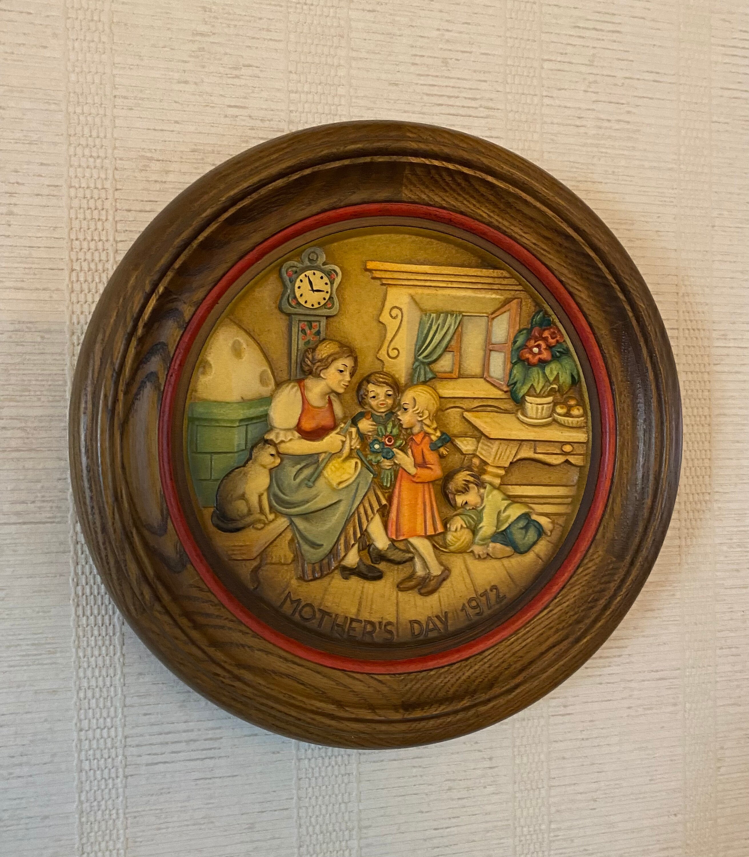 Vintage Anri Mother's Day 1972 Carved Wooden Wall Plaque - Etsy