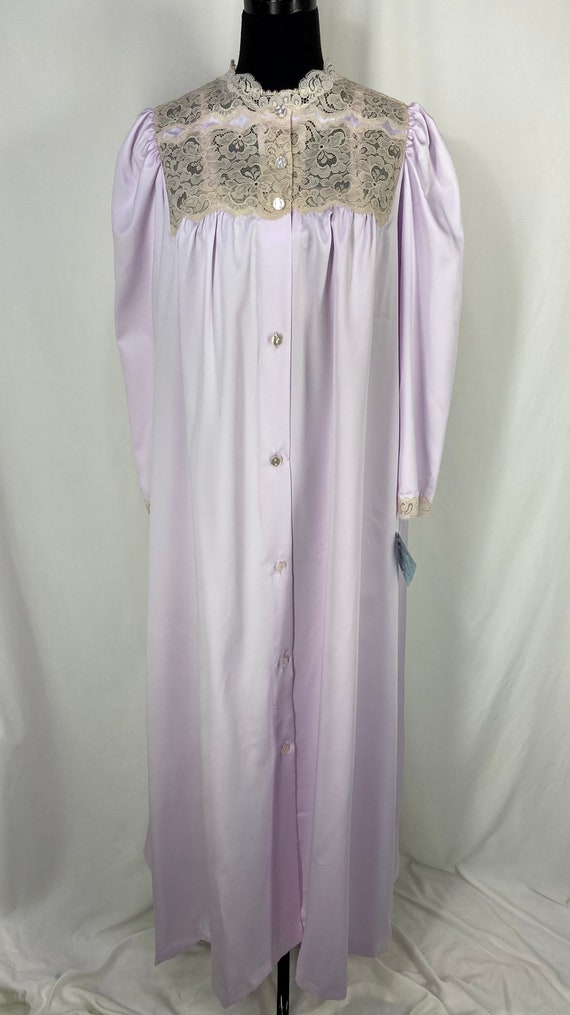 Vintage Nightgown Peignoir Set Purple and Ecru La… - image 7