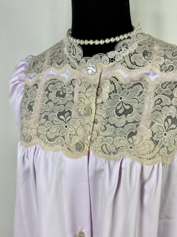 Vintage Nightgown Peignoir Set Purple and Ecru La… - image 3