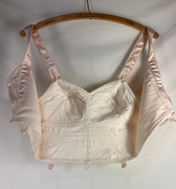 Vtg Circular Bullet Bra Pink Satin Longline Pinup… - image 4