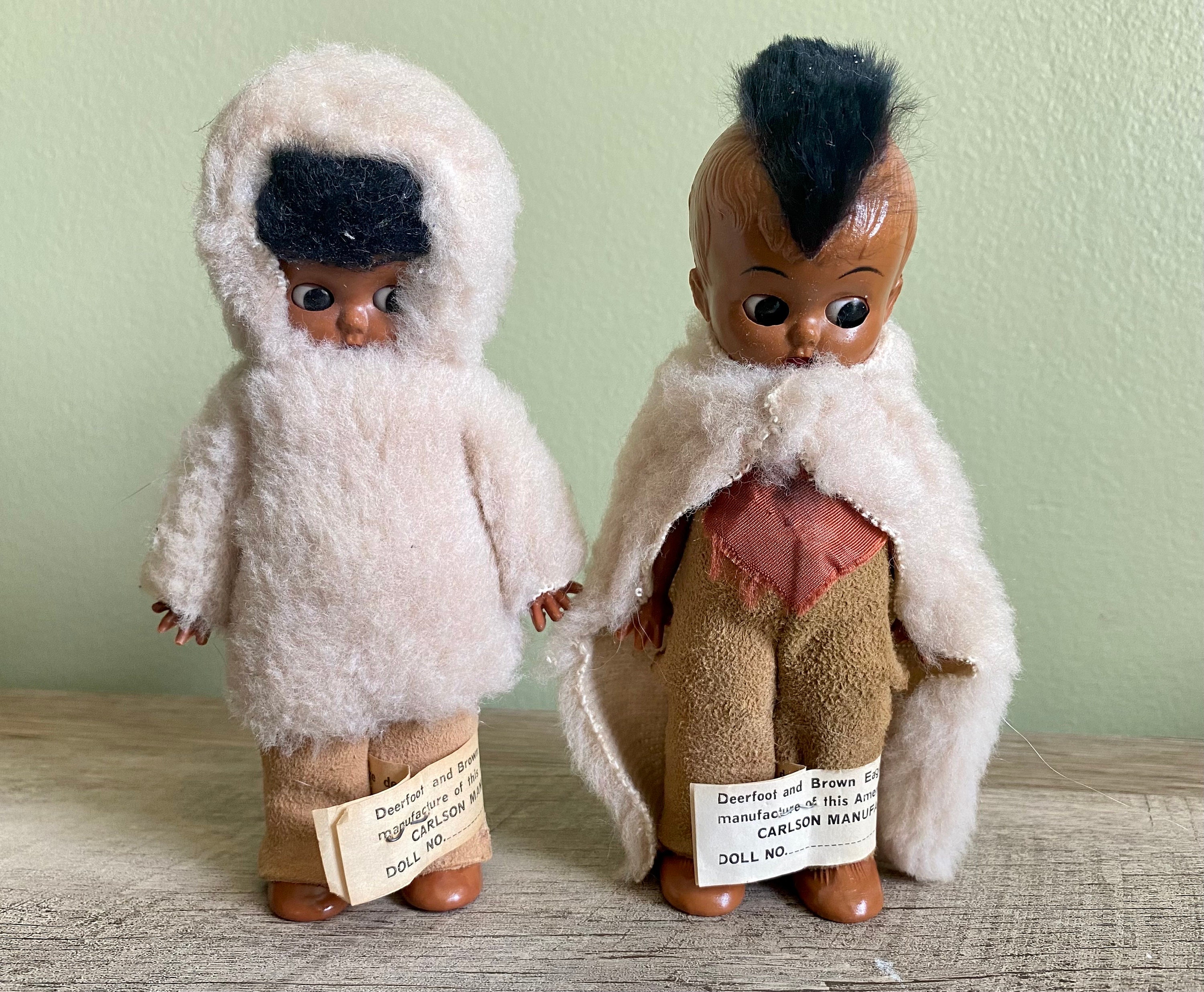 Vintage Carlson Manufacturing Dolls Deerfoot and Brown Eagle 