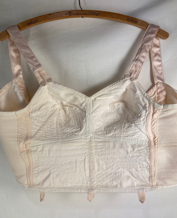 Vtg Circular Bullet Bra Pink Satin Longline Pinup… - image 6