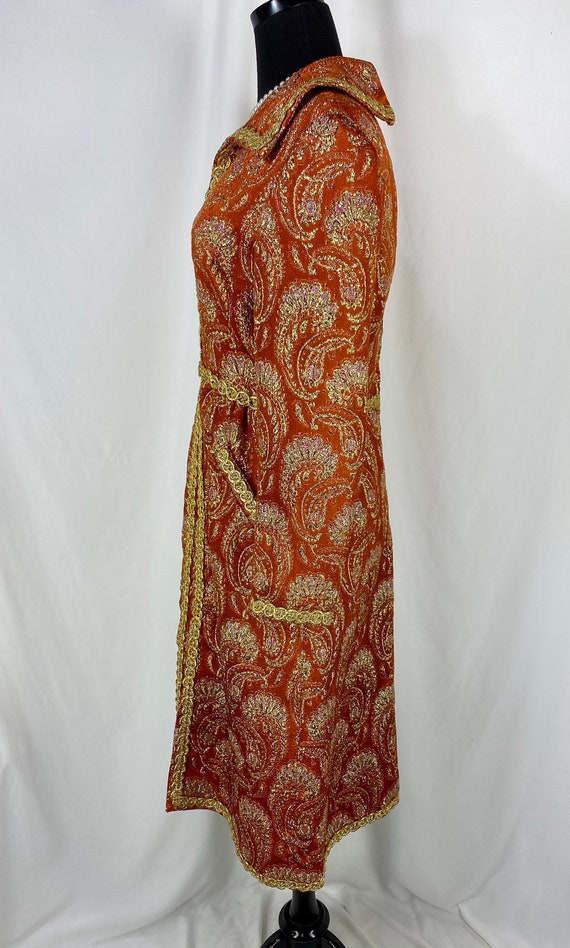 Luis Estevez Metallic Brocade Orange and Gold Eve… - image 4