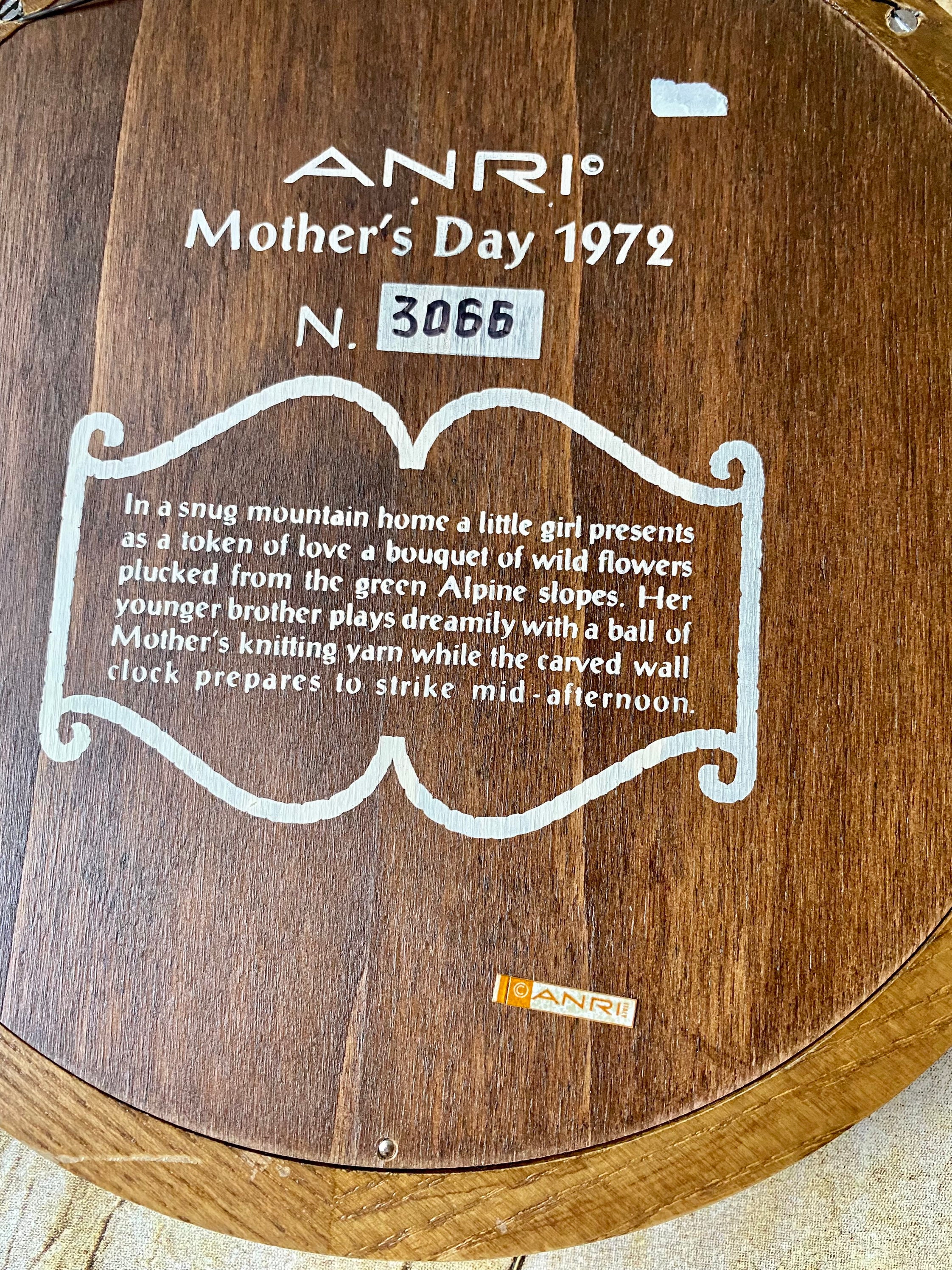 アンリ人形　壁掛けプレート◆お箱付　　　【Mother’s Day ・1973】 アンリ人形 壁掛けプレート◇お箱付 【Mother's Day ・1973