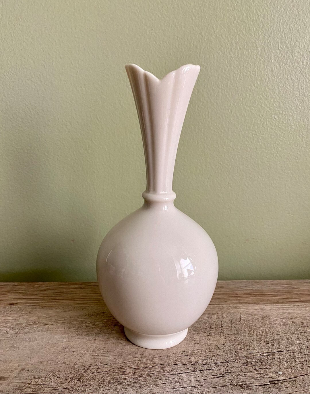 Vintage Lenox Bud Vase Fluted 8 Tall Plain Cream Etsy