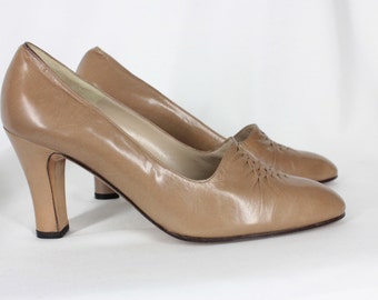 Vintage Bruno Magli Tan Leather Pumps 7 M