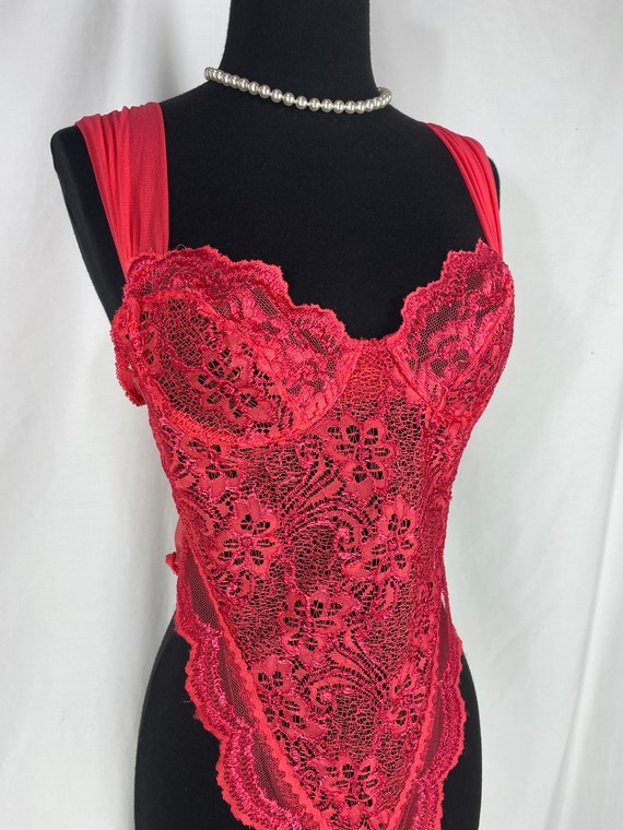 Vintage Victoria’s Secret Lace Thong Teddie Bodys… - image 2