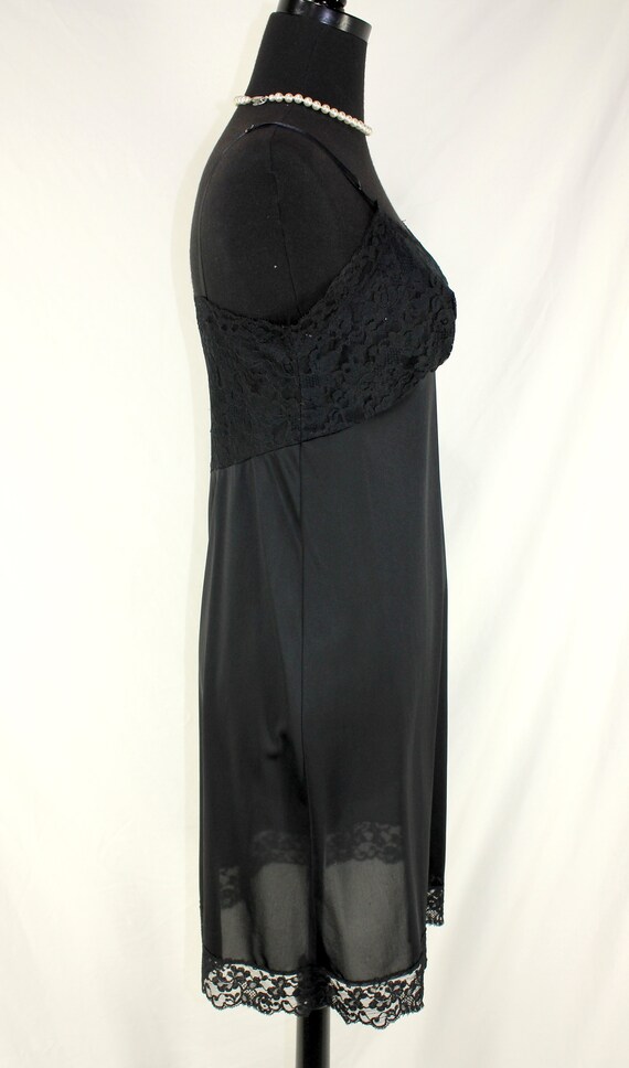 Vintage Vanity Fair Black Full Slip Lace Bust 32 - image 4