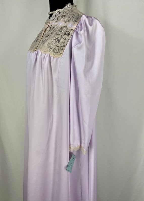 Vintage Nightgown Peignoir Set Purple and Ecru La… - image 8