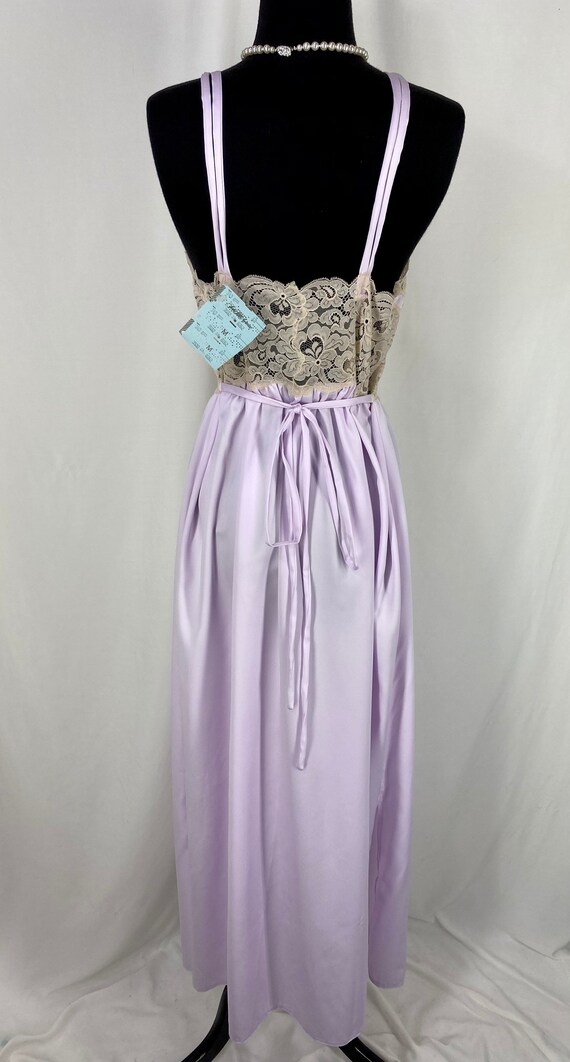 Vintage Nightgown Peignoir Set Purple and Ecru La… - image 6
