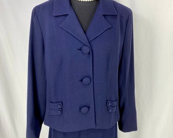 Vintage Suit Jacket and Skirt A Reinis Abe Reinis Navy Blue