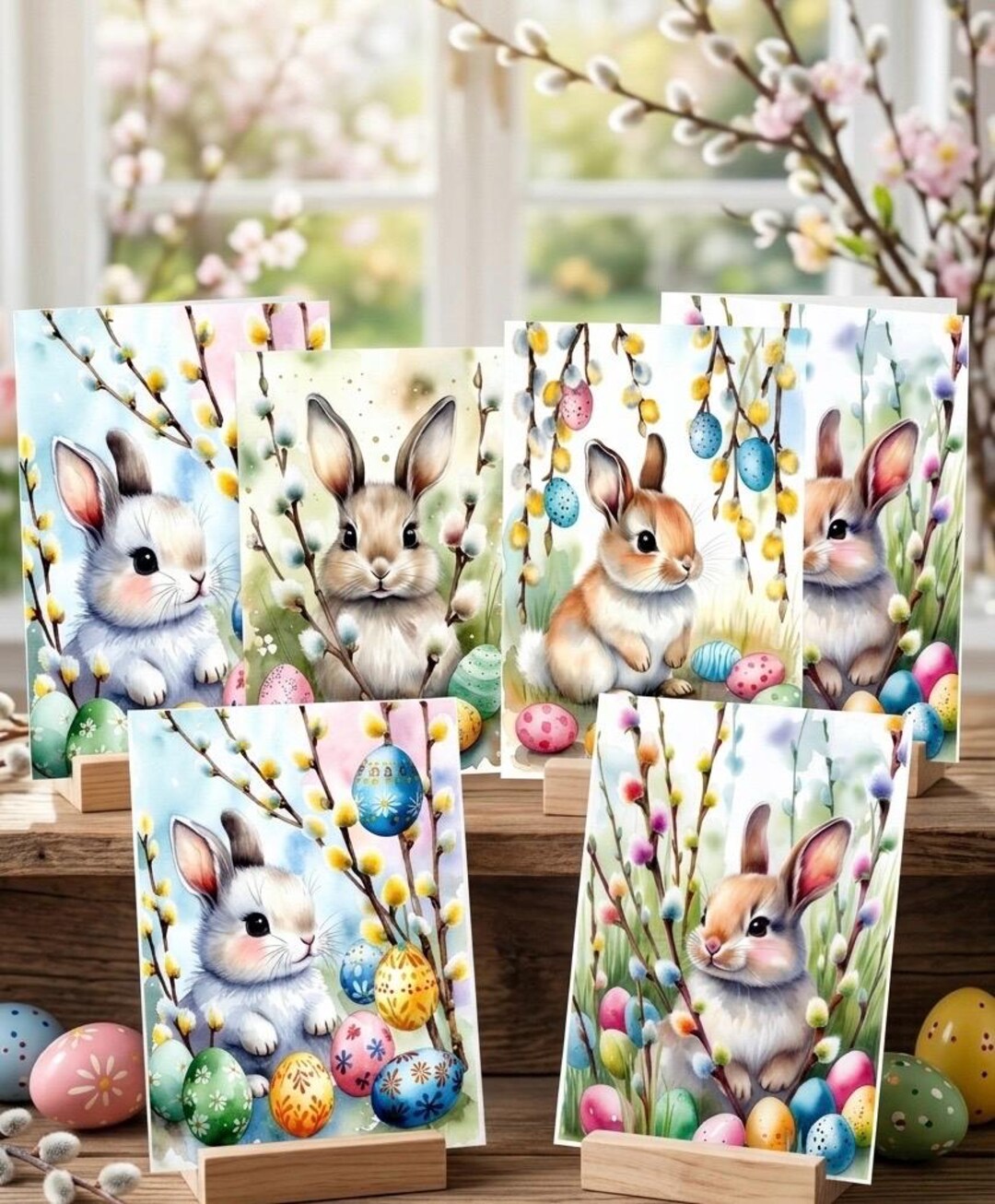 Watercolor Easter Bunny Clipart Set, Spring Rabbit Wall Art (PDF ...