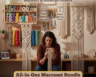 Bundel met 500+ macramépatronen | Doe-het-zelfprojecten voor beginners tot gevorderden (digitale download) l Extra gratis bestanden