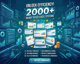 2000+ Excel Dashboard Templates Bundle | KPI, Analytics, Finance Spreadsheets (Digital Download)