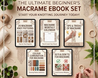 HEART OF MACRAMÉ : The Complete 5-Book Macrame Crafting Set for Beginners l Basic to Knots  (Instant Download)