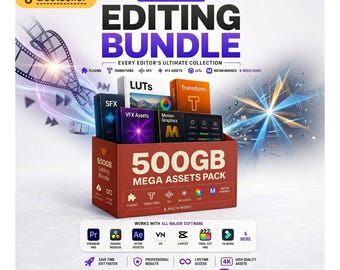 500GB Video Editing Bundle, Premiere, After Effects, CapCut, Motion Graphics, SFX (Digital Download)