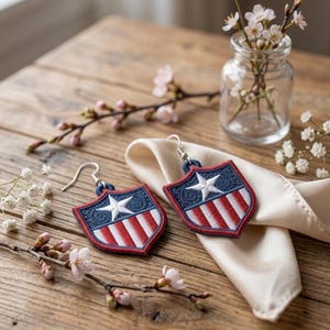 FSL Patriotic Shield Embroidery Design, USA Flag (Machine Embroidery File)