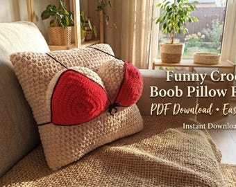 Funny Crochet Boob Pillow Pattern PDF, Breast Pillow Tutorial, Novelty Gift for Him, Easy Crochet Pattern, Adult Humor Pillow, Gag Gift Idea