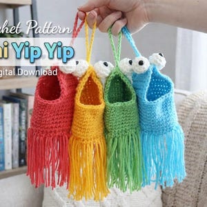 Crochet Pattern Mini Yip Yip, Alien Crochet Pendant, Car Mirror Hanger, Crochet Hanging Basket, Funny Martian Alien Decor, PDF Pattern image 1