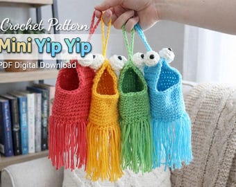 Crochet Pattern Mini Yip Yip, Alien Crochet Pendant, Car Mirror Hanger, Crochet Hanging Basket, Funny Martian Alien Decor, PDF Pattern