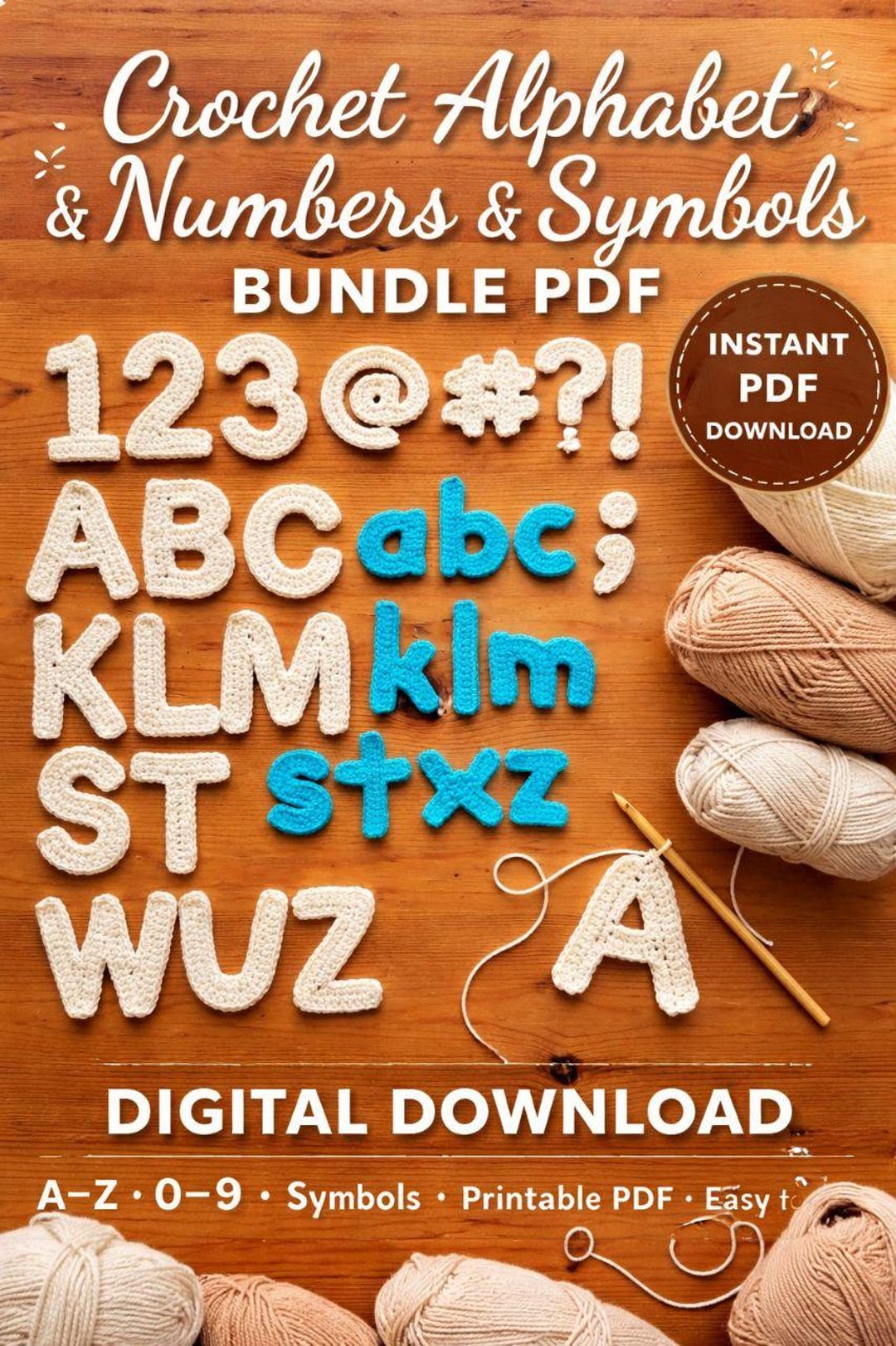 Crochet Alphabet Bundle Pattern PDF, Uppercase Lowercase Letters ...