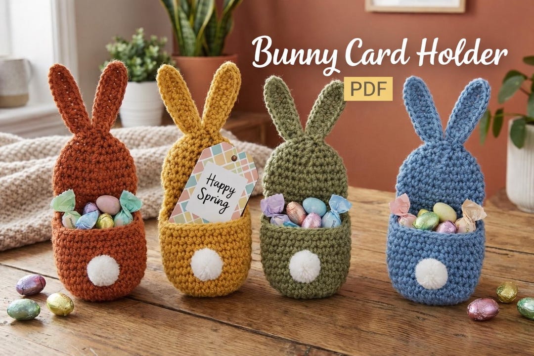 Crochet Easter Bunny Gift Card Holder Pattern, Bunny Card Holder PDF ...