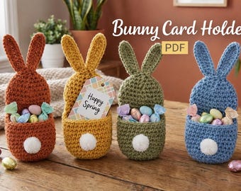 Crochet Easter Bunny Gift Card Holder Pattern, Bunny Card Holder PDF, Crochet Easter Gift Tutorial, Mini Crochet Bunny Gift Card Holder PDF