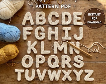 Crochet Alphabet Pattern PDF, Uppercase Letters A-Z, Crochet Name Letters Tutorial, DIY Letter Appliqué Baby Name Decor Easy Crochet Pattern