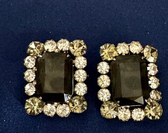 Deep Purple Clip Rhinestone Earrings