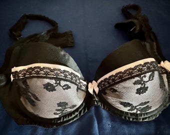 NWOT Cadolle Black with Pink Bra 34C   Almost Vintage