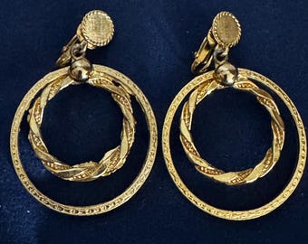 Gold Toned Double Hoop Earrings