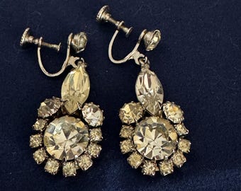 Clear Rhinestones Dangle Drop Vintage