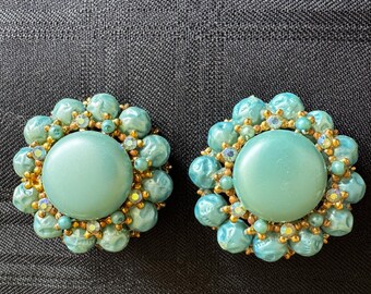 Blue and Gold Buttons with Flashy Rhinestones and beads