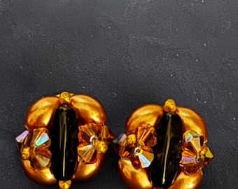 Gold Cabuchon and  Rhinestones with Black stone