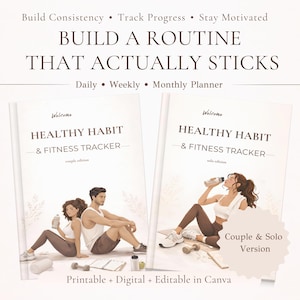 Digital Fitness Planner, Habit Tracker, Accountability Tracker, Workout Log, Daily Weekly Monthly Planner, Couple & Solo, iPad GoodNotes PDF