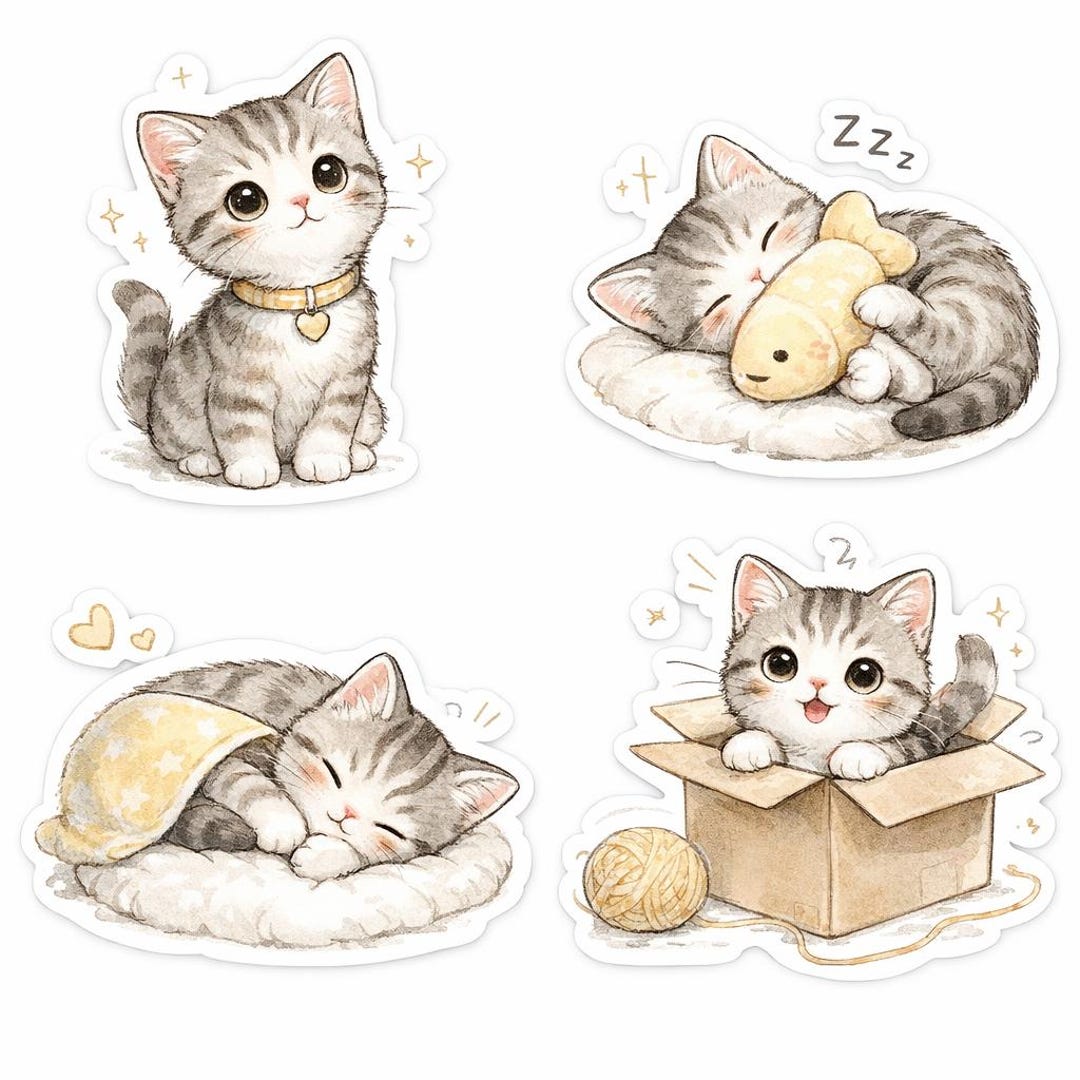 Simple Kitten Sticker Cute Kitten Sticker Sheet – Kawaii Cat Planner Stickers | Cozy ...